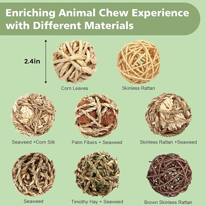VESPRO Bunny Chew Grass Balls, Rolling Chew Toys - Image 2