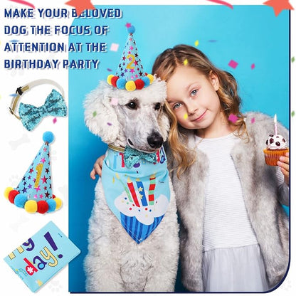 Weewooday Dog Birthday Party Supplies Birthday Boy Girl Cake Bandana Triangle - Image 7