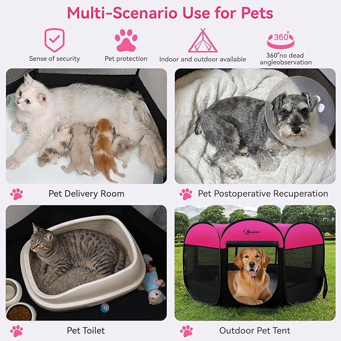 Dog Cat Playpen, Large Puppy Pet Playpen, Dog Crate Tent Cage Indoor/Outdoor - Image 4