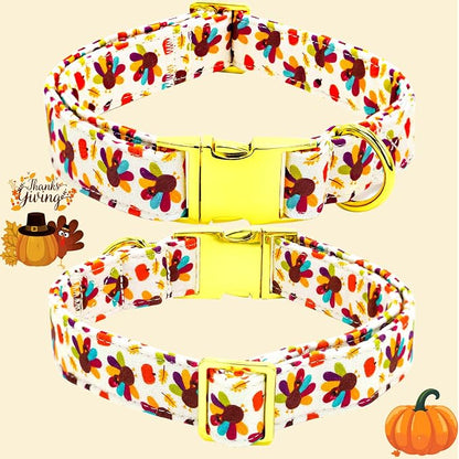 Thanksgiving Dog Collar, Turkey Dogs Collars Bow Tie Pet Collar Adjustable Pet - Image 3