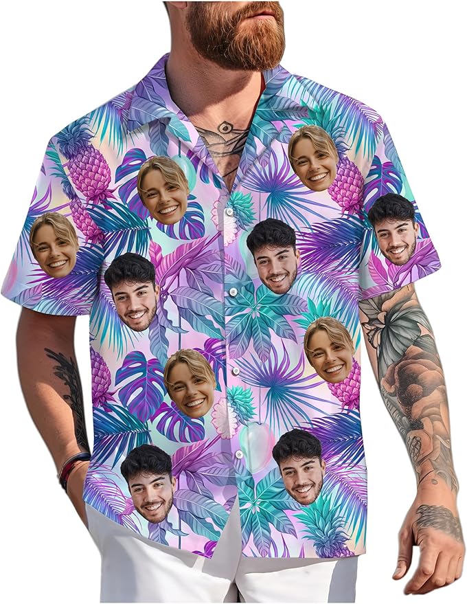 Custom Hawaiian Shirt with Face Photo Picture by GLOXO