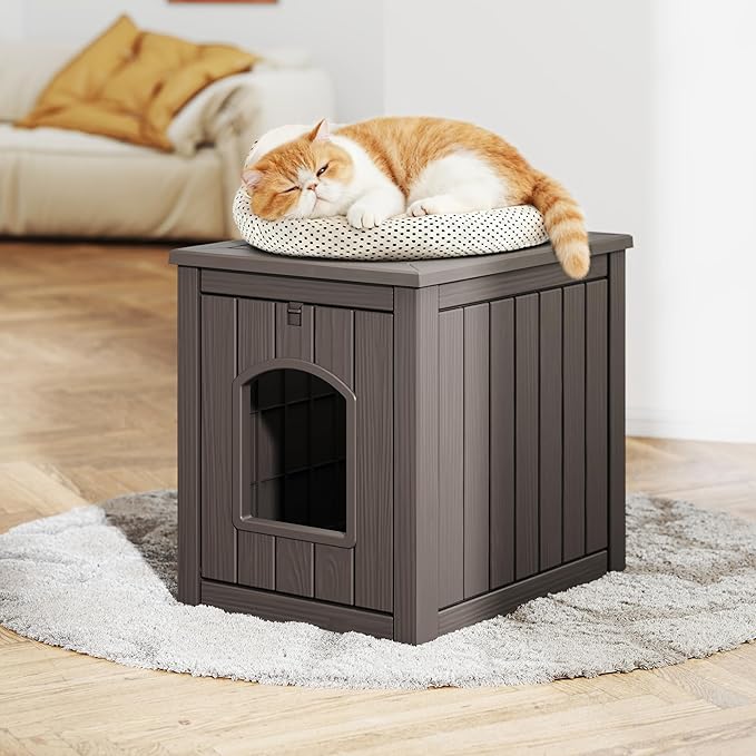 Litter Box Enclosure, Waterproof & Weatherproof Plastic Cat House - Image 4