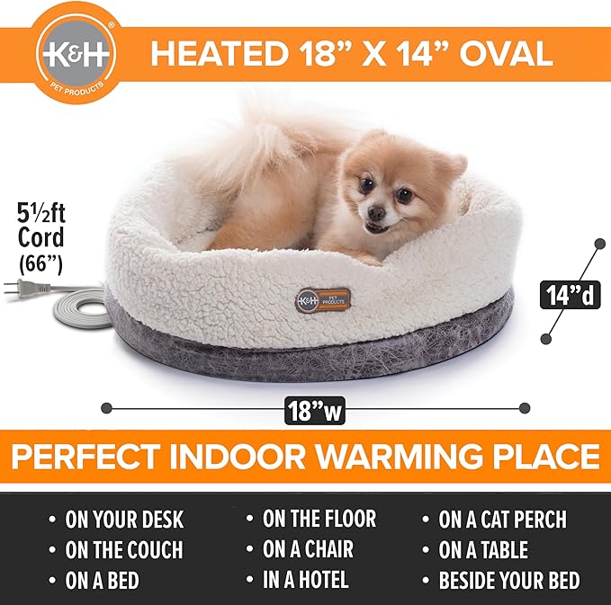 K&H Pet ProductsHeated Cat Bed Indoor, Thermo-Snuggle Cup Bomber Soft Heated - Image 2