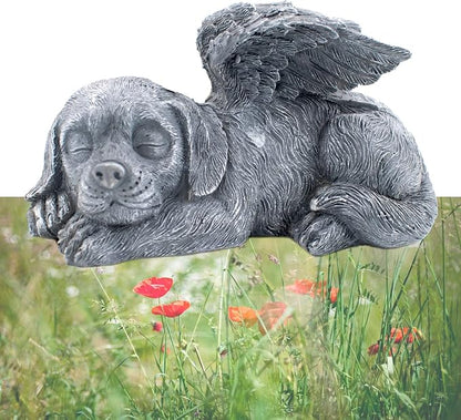 Dog Memorial Stone Resin Statue Pets Sleeping Angel Dog Keepsake Marker Grave by Unknown
