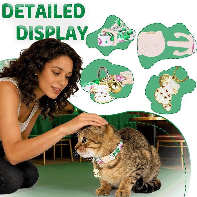 Elegant little tail 2 Pack Cat Collar- St. Patrick's Cat Collars Breakaway - Image 3