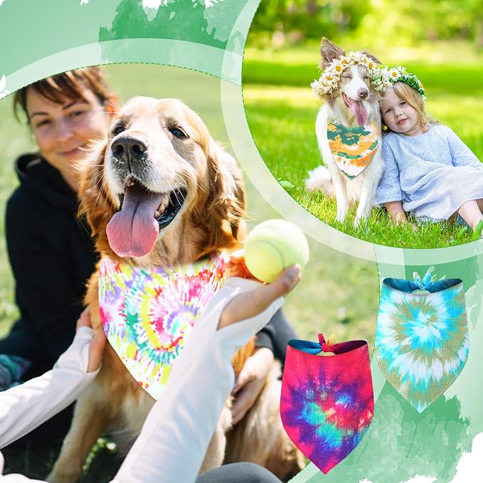Silkfly 50 Pcs Summer Tie Dye Dog Bandanas Bulk Pet Scarf Grooming Salon - Image 4