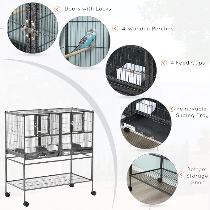 PawHut Divided Breeder Bird Cage - Image 3