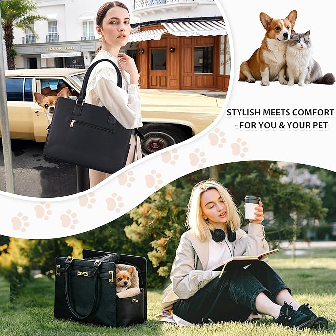 Dog Purse Carrier for Small Dogs, Stylish Foldable Pet Carrier Purse Tote Bag - Image 7