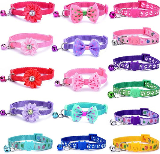 16 PCS Cute Cat Collars Breakaway by TAMHOO