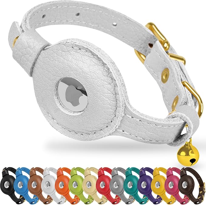 OOPSDOGGY Leather AirTag Cat Collar by OOPSDOGGY