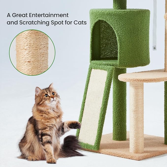 Erinnyees 57" Coconut Cat Tree for Indoor Cats, Spacious Platform, - Image 6