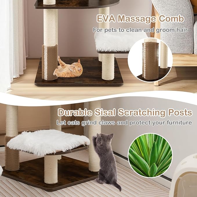 PETSITE Tall Cat Tree for Indoor Cats, 71 Inches Multi-Level Modern Cat Tower - Image 3
