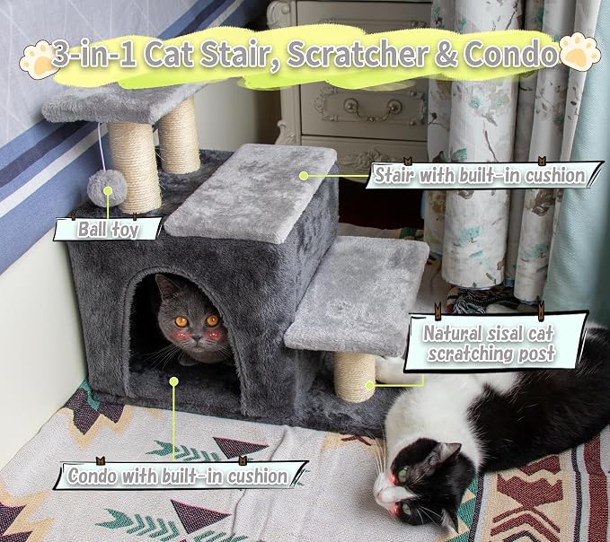 3-in-1 Pet Stairs for Cats for High Bed, Adjustable Dog Steps, Modular 3-Tier - Image 2