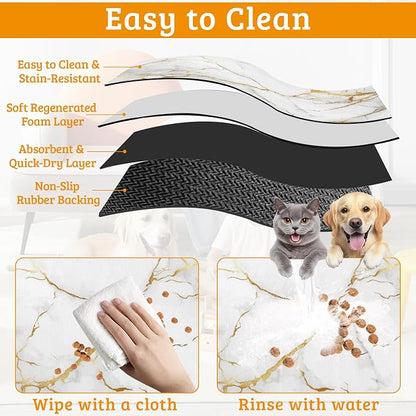 Abstract Marble Dog Food Mat, Quick Dry Dog Placemat Non Slip Rubber Backing - Image 5