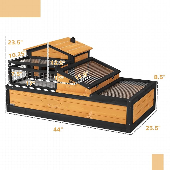 PawHut 3- Room Tortoise House Habitat - Image 7