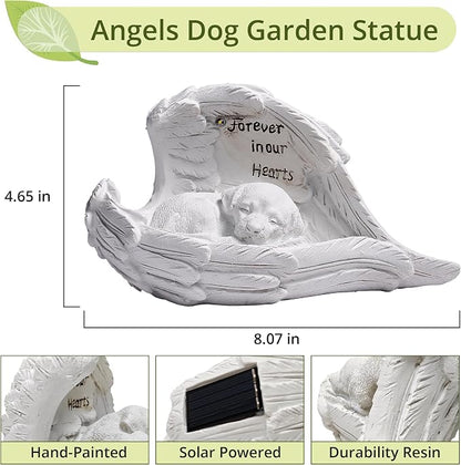 Pet Dog Solar Garden Memorial Statue – Outdoor Resin Angel Puppy - Image 2