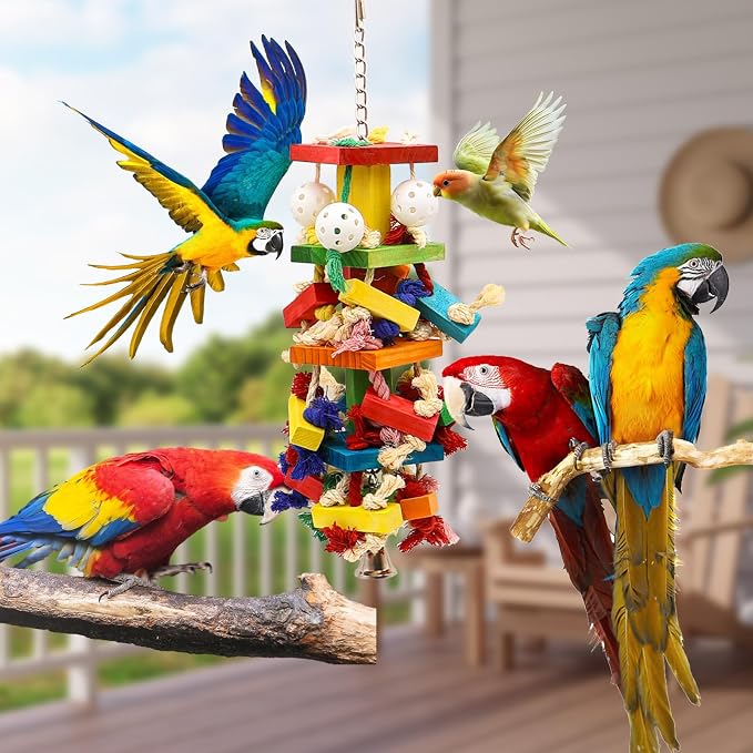 Bird Toys for Parrots, Parakeet Toys Natural Woode Parrot Toy for Large Medium - Image 5