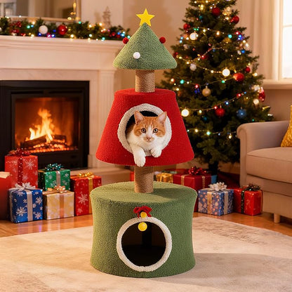COSIEST 40in Tall Christmas Cat Tree Tower by COSIEST
