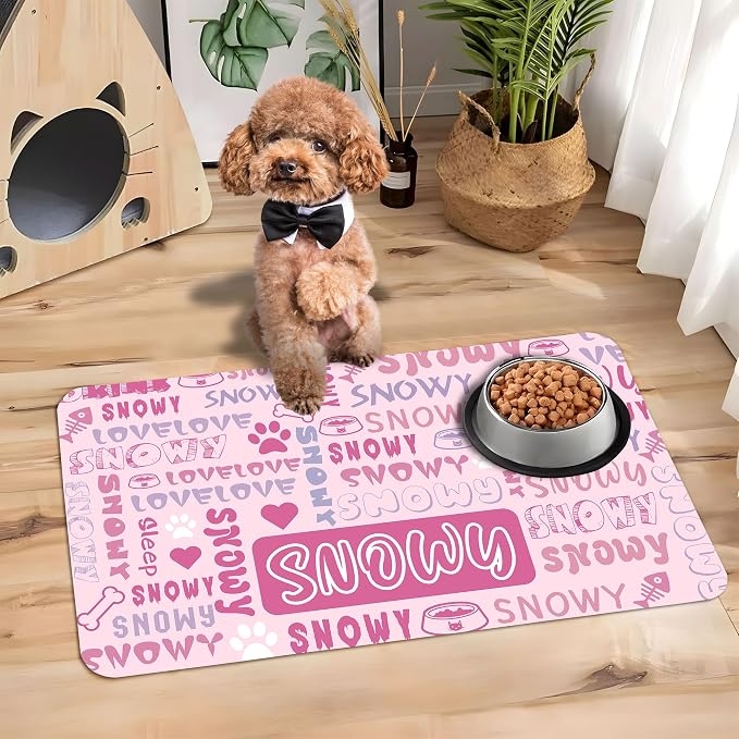 Personalized Dog Cat Mat with Name Photo Custom Placemat Feeding Mats - Image 5