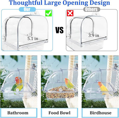 Tfwadmx Bird Cage Bath Hanging Parrot Bath Tub Water Shower Food Feeder Holder - Image 4