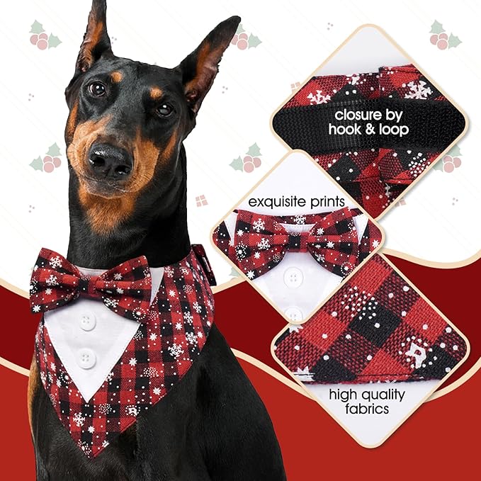 FUAMEY Dog Tuxedo Christmas for Small Dogs, Dog Formal Suit Dogs Attire Pet Bow - Image 2