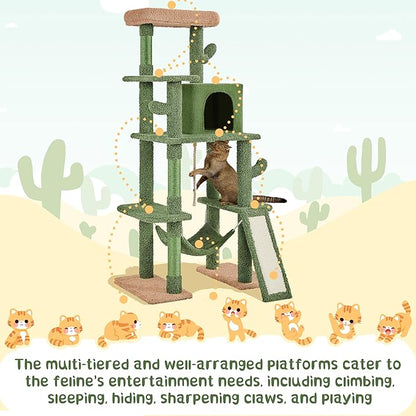 Yaheetech 63in Cactus Cat Tree, Pet Furniture Activity Center - Image 8