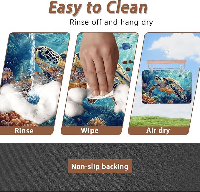 Turtle Dog Cat Food Mat, Coral Fish Absorbent Pet Feeding Mat - Image 4