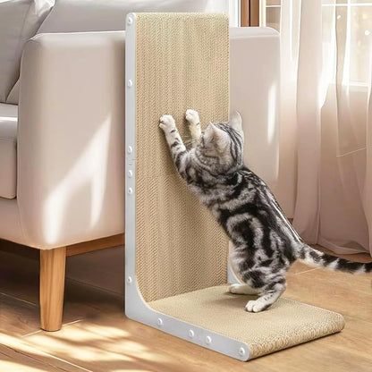 Cardboard Cat Scratcher, 26 Inch L Shape Scratch Pad Wall Mounted, Vertical by Conlun
