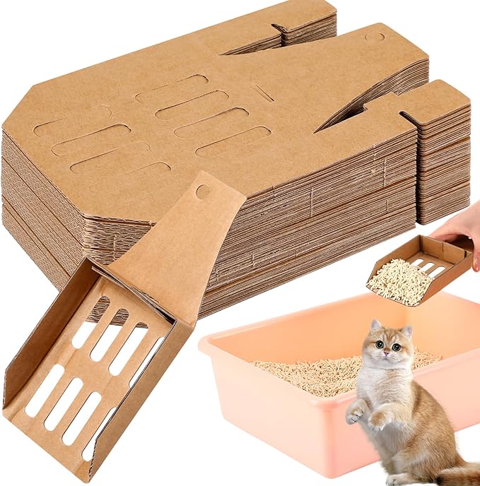 30 Pcs Disposable Cat Litter Scoops 8.3x3.3 Inch Portable Kitty Litter Scooper by Unknown