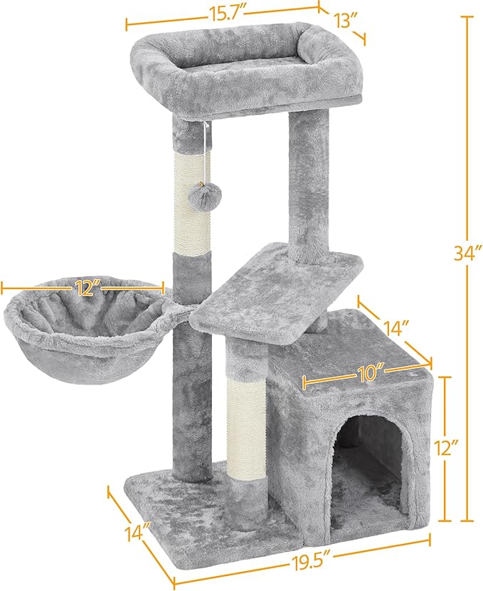 Topeakmart Cat Tree Tower for Indoor Cats, 34.5in Cat Activity Center - Image 3