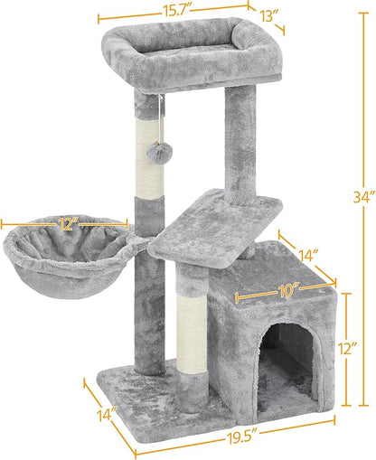 Topeakmart Cat Tree Tower for Indoor Cats, 34.5in Cat Activity Center - Image 3