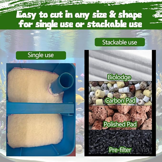 Aquarium Filter Floss 12 * 144 Inches, Cut to Fit Fish Tank Filter, Dual - Image 6