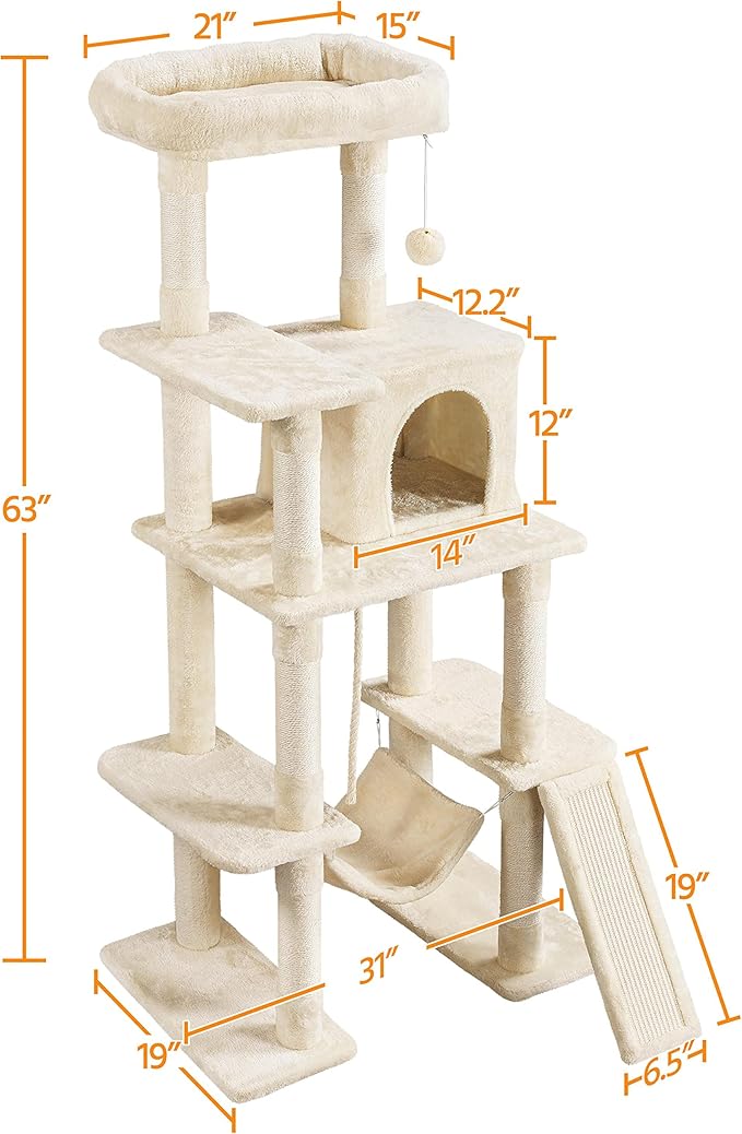 Yaheetech Cat Tree, 63 Inches Multi-Level Indoor Cat Play Structure - Image 4