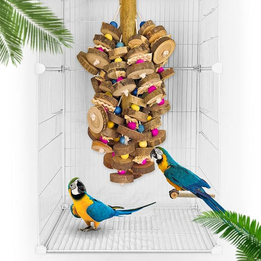 Extra Large Bird Parrot Toys- 19.7 inch Multicolored Natural Wooden Block by WQYGroseryshop