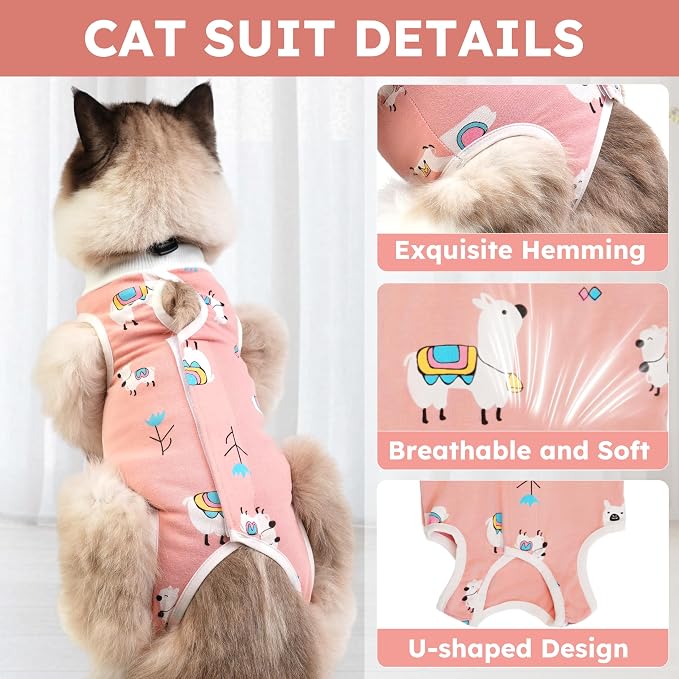 Cat Recovery Suit for Spay Abdominal Wounds, Breathable Cat Onesie for Cats - Image 7