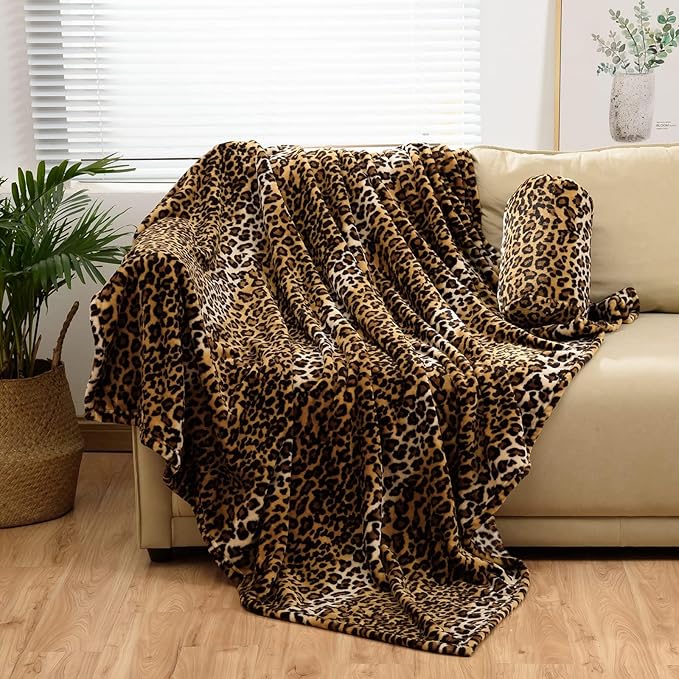 Bnuitland Leopard Print Flannel Blanket, Large Size 108x90 Inches - Image 8