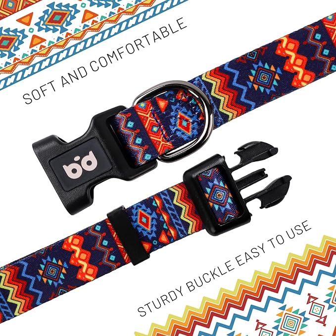 QQPETS Adjustable Soft Dog Collar: Print Flower Pink Multicolor Cute Patterns - Image 3