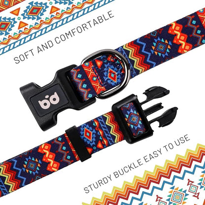 QQPETS Adjustable Soft Dog Collar: Print Flower Pink Multicolor Cute Patterns - Image 3