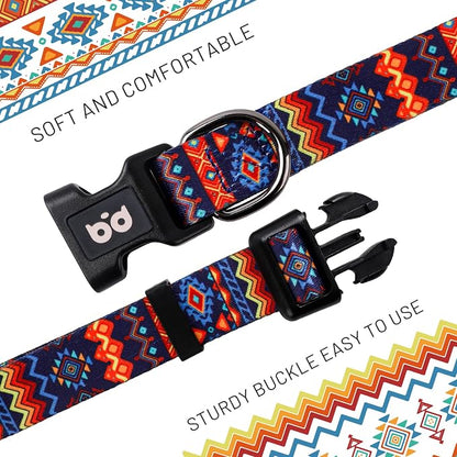 QQPETS Adjustable Soft Dog Collar: Print Flower Pink Multicolor Cute Patterns - Image 3