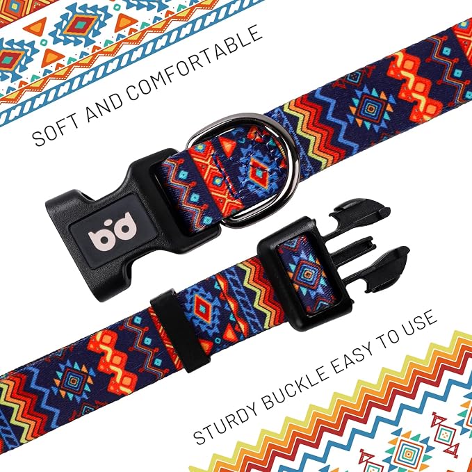 QQPETS Adjustable Soft Dog Collar: Print Flower Pink Multicolor Cute Patterns - Image 3
