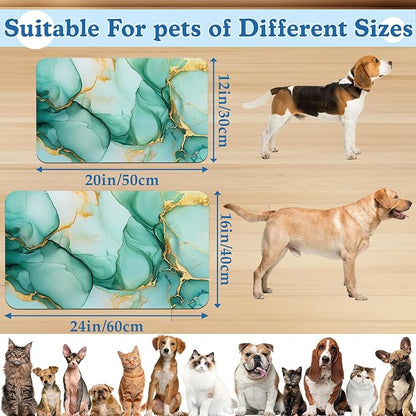 Green Marble Pet Feeding Mat for Floors–Christmas Stocking Absorbent Quick Dry - Image 2