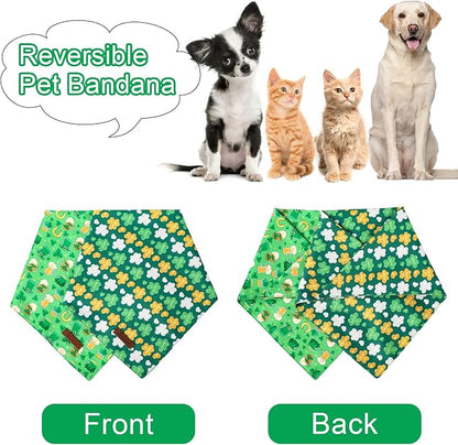 ARING PET St Patrick's Dog Bandana 2 Pack-Cute Green Clovers Dog Bandanas - Image 4