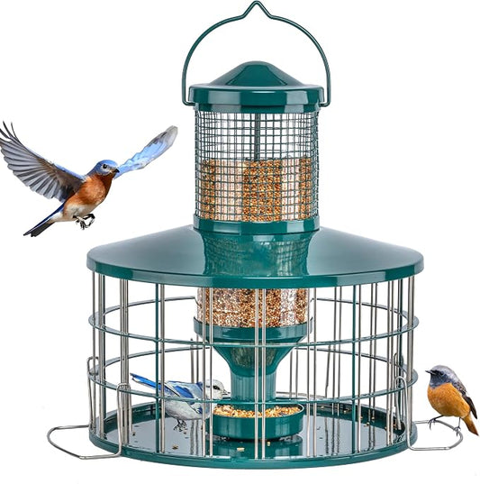 Upgraded Caged Bird Feeders Squirrel-Proof, Flexible Adjustment of Grille Size by MoslolyLLC