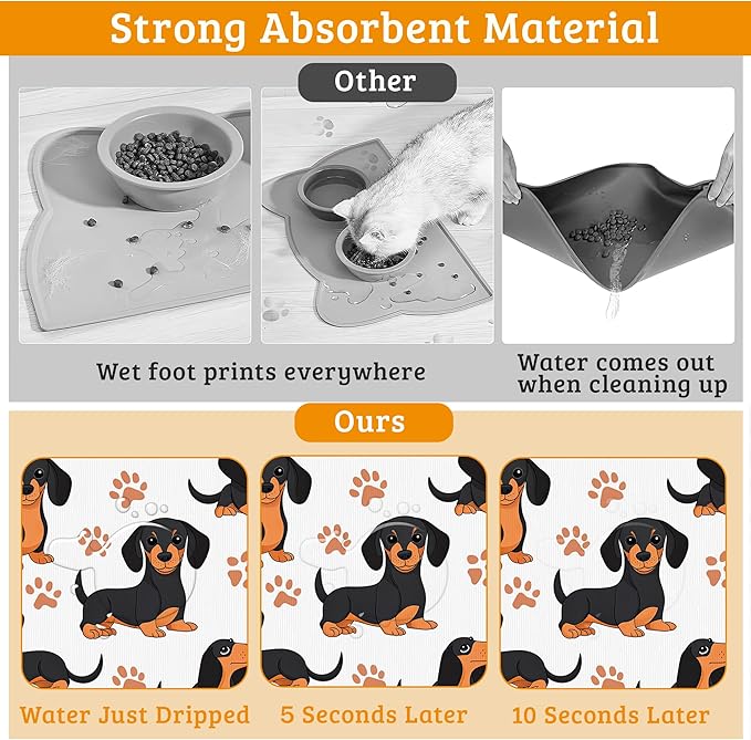Dog Bowl Mat, Dog Dachshund Pet Feeding Mat - Image 3