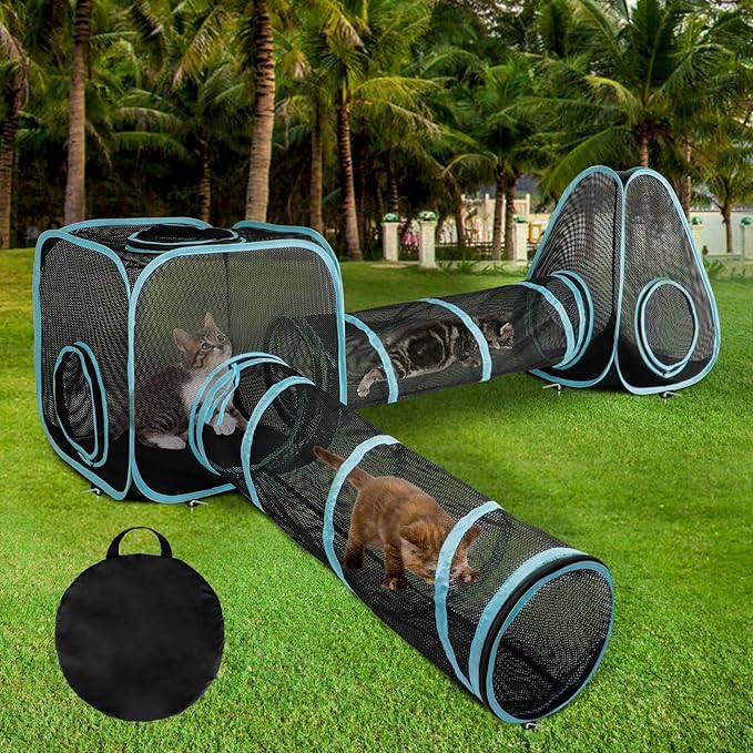 9.45FT Outdoor Cat Enclosures Portable Cat Playhouse, Pop Up Cats Tent by GINDOOR