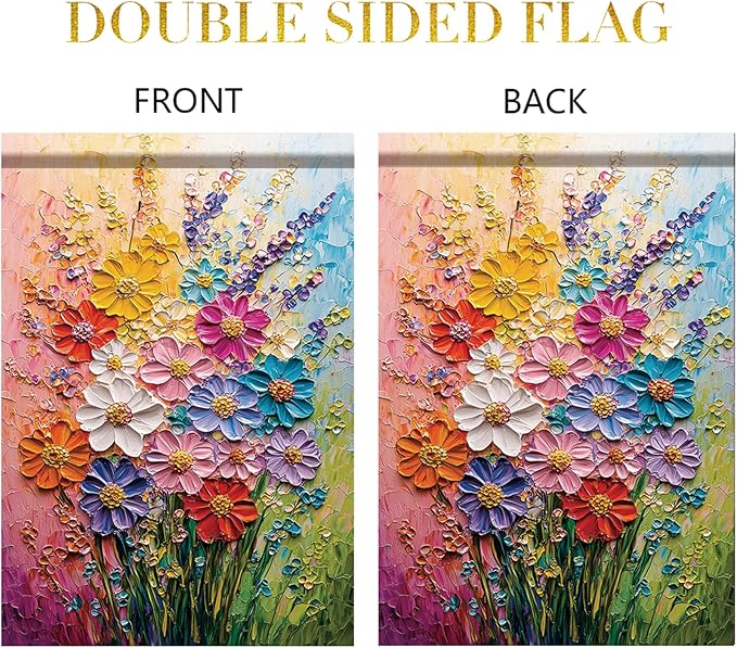 12x18 Inch Spring Garden Flag Colorful Flower Oil Painting Style Yard Banner - Image 7
