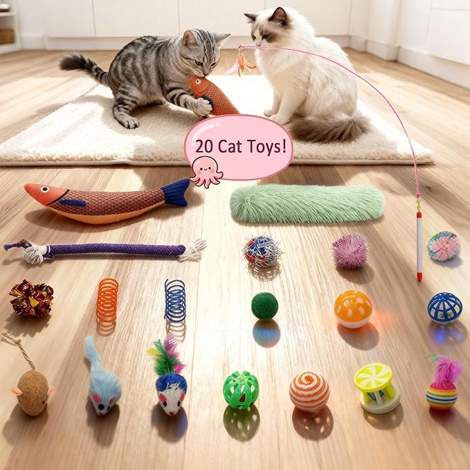 Cat Tunnel Bed with 20 Cat Toys, Collapsible Play Tunnel - Image 2