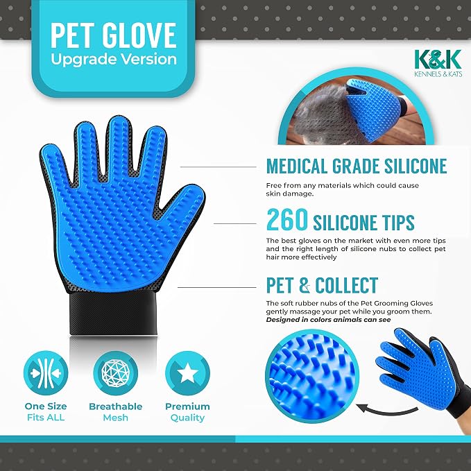 KENNELS & KATS Pet Grooming Gloves | Deshedding Glove - Image 2