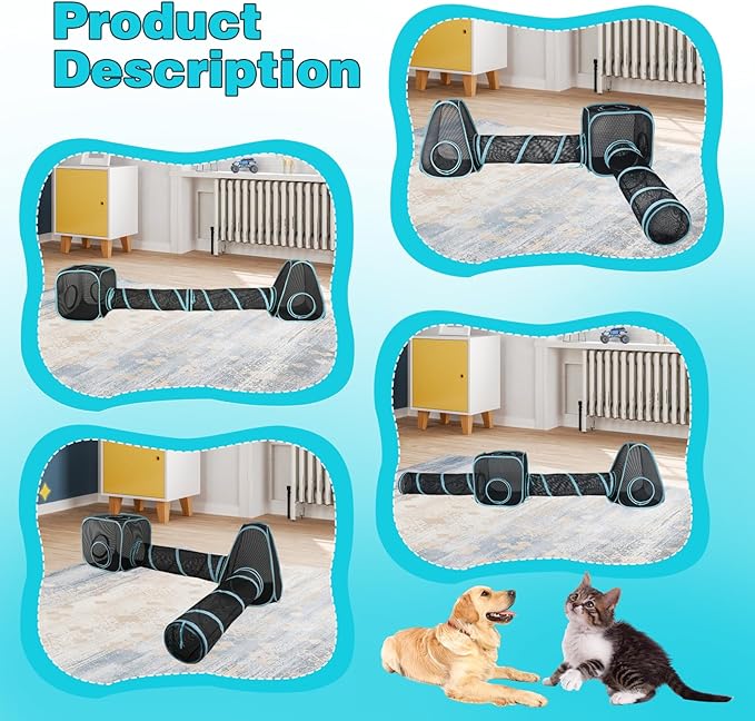 9.45FT Outdoor Cat Enclosures Portable Cat Playhouse, Pop Up Cats Tent - Image 7