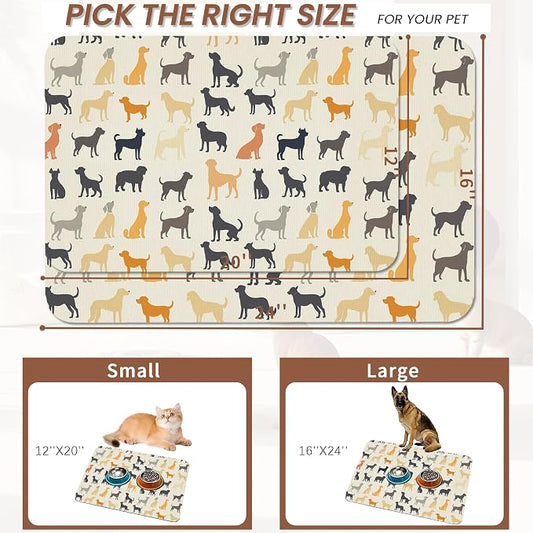 Cute Dog Cat Food Mat, Color Silhouette Absorbent Pet Feeding Mat - Image 2